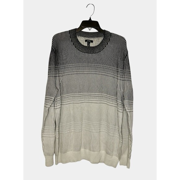 Alfani Sweater Men's XL Ribbed Knit Ombre Striped Pullover Cotton Preppy Winter - Picture 2 of 10